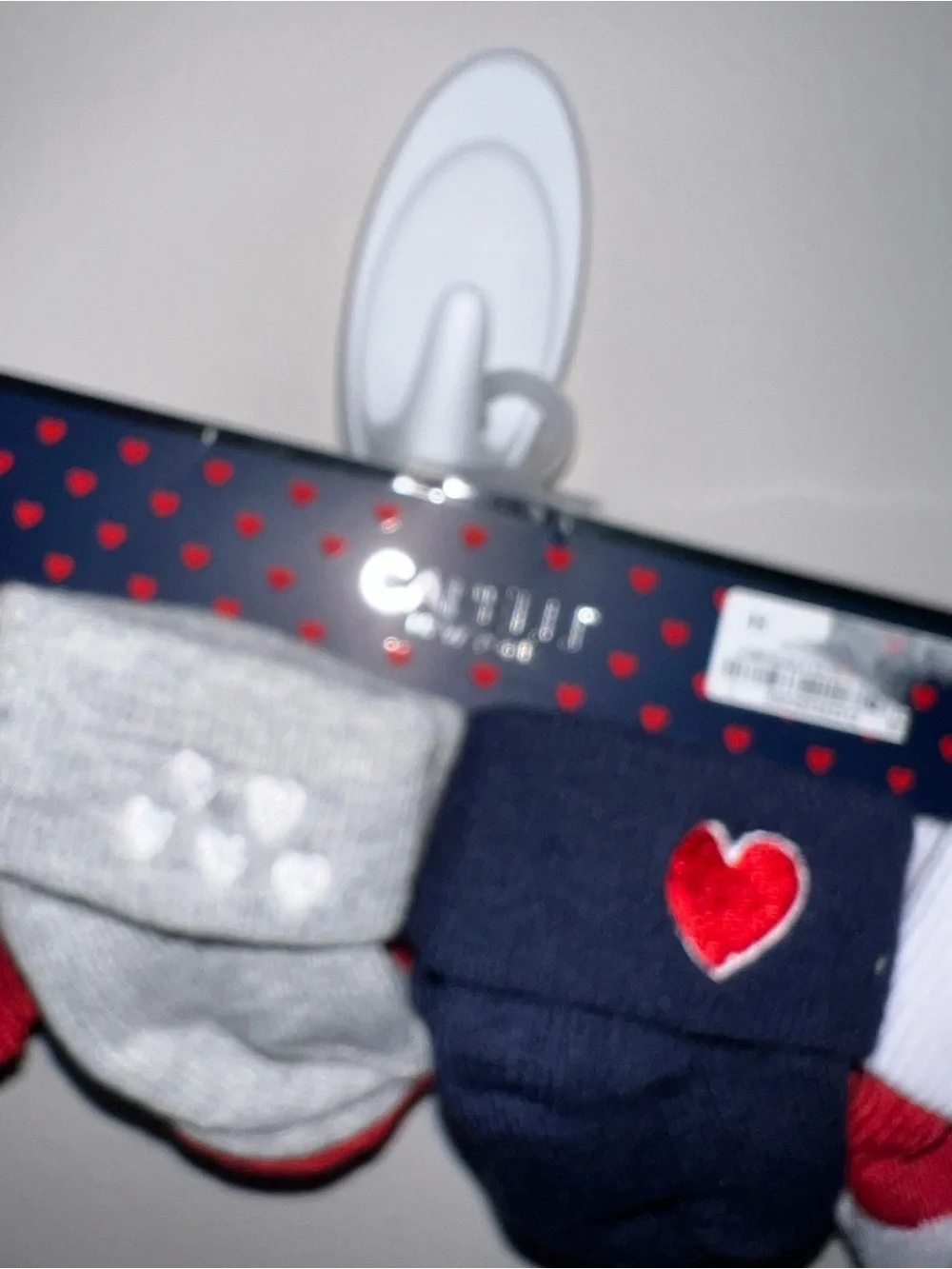 Baby Sock Set - Red, Gray, Navy, White with Heart Valentines Day 0-6 months